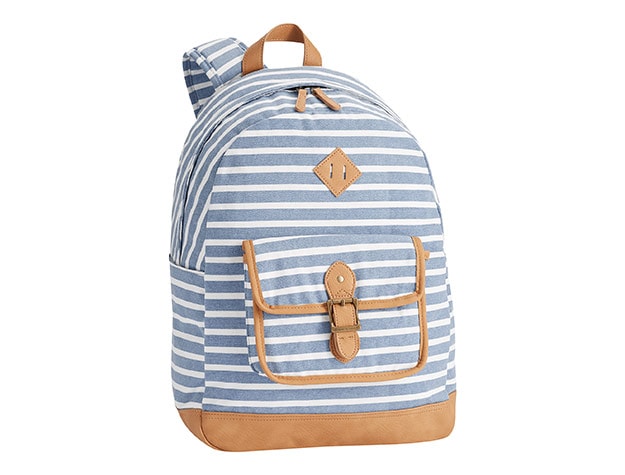 light blue standard striped backpack