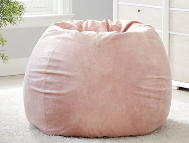 pink faux-suede bean bag