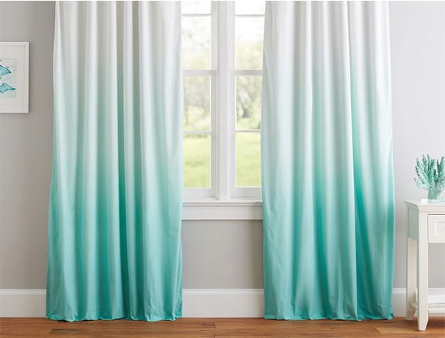 ombre turquoise floor-length curtains
