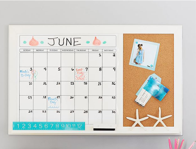 dry erase calendar and bulletin board
