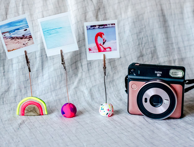 DIY photo holders with polaroids