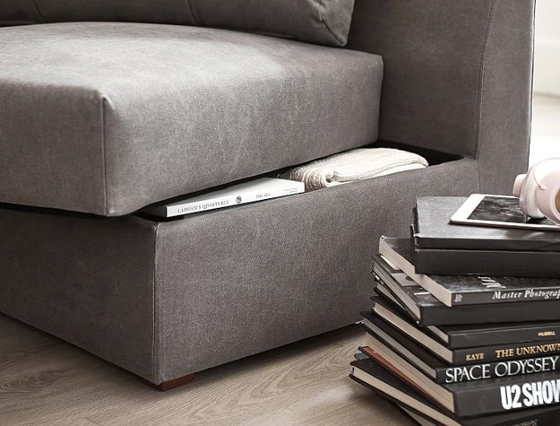 Gray storage sectional
