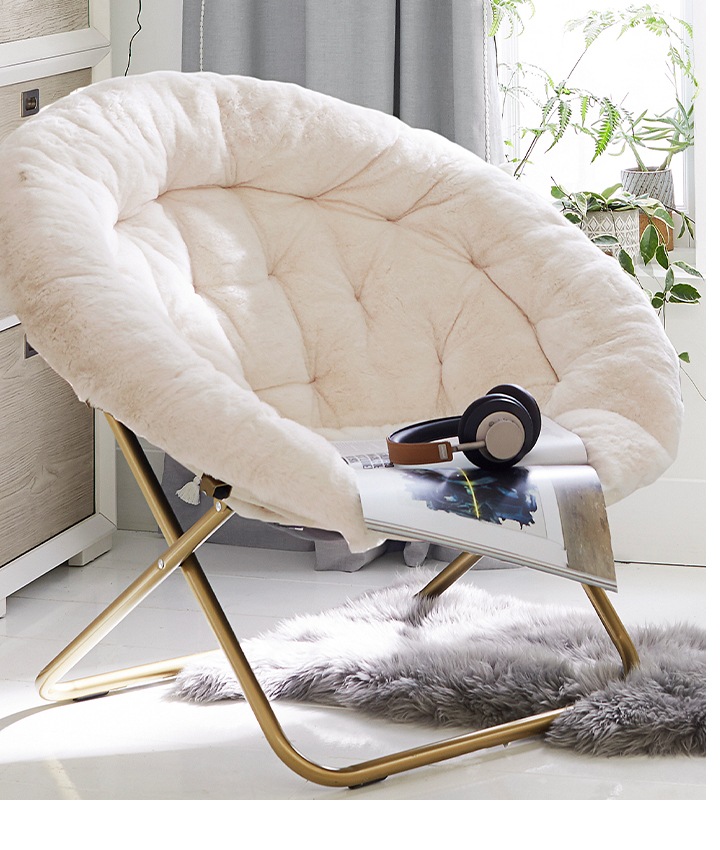 Polar Bear Faux-Fur Ivory Hang-A-Round Chair