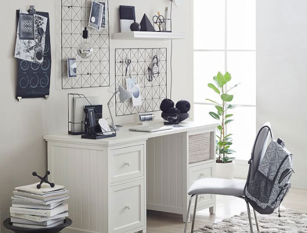desk with wall organizers