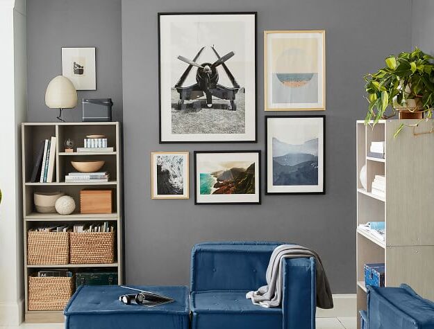 Gallery wall with black frames