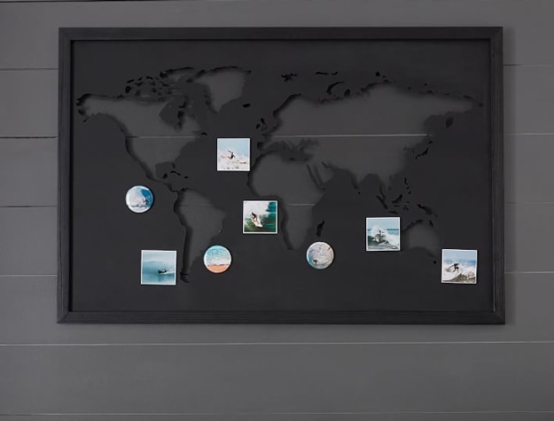 Magnetic atlas board with photos