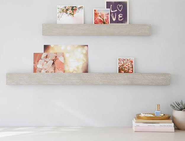 Wooden floating wall shelves