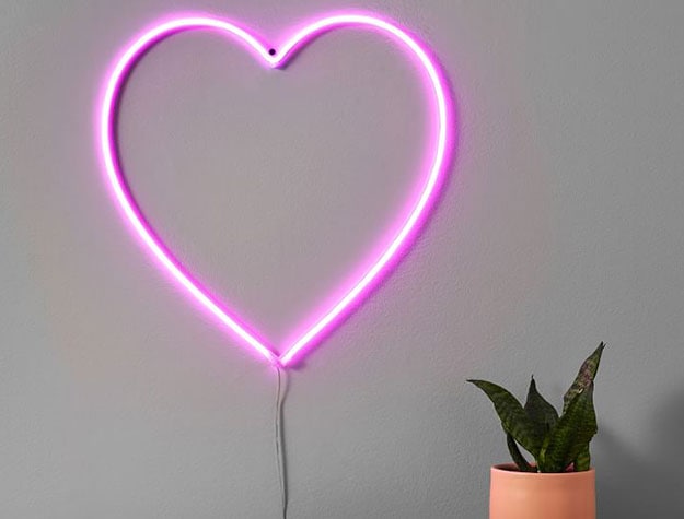 Pink neon heart light