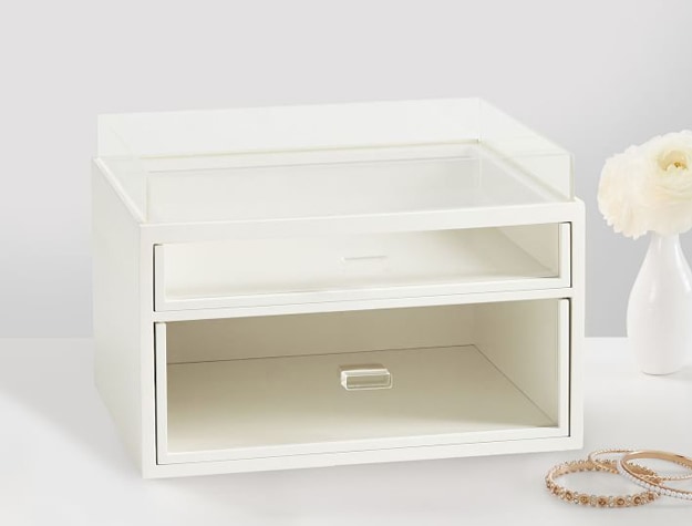 Simple white acrylic jewelry display and organizer