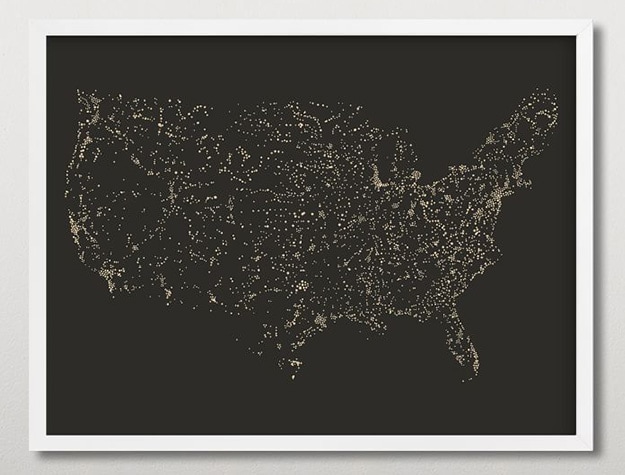 Minted USA night sky map framed art.