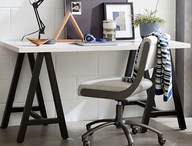 Customize it simple a frame desk with chair and study materials.