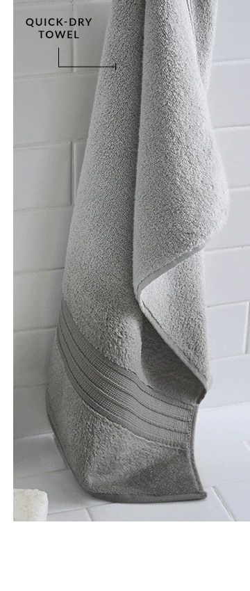 Quick Dry Towel & Bath Mat Set - Light Gray