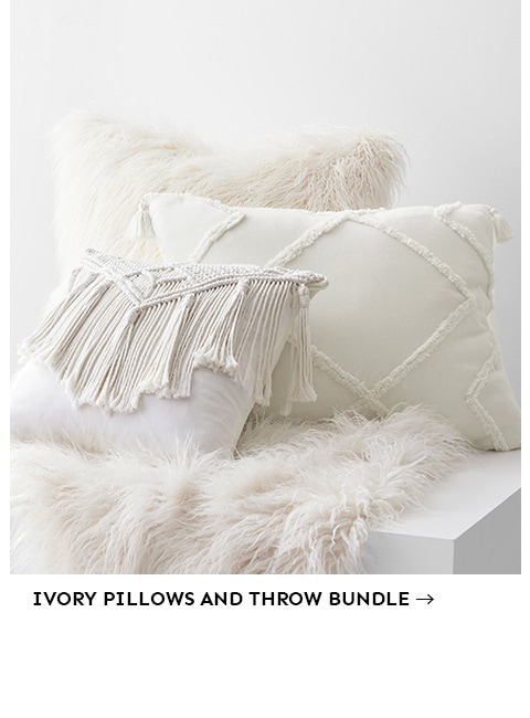 Ivory Pillows and Throw Bundle