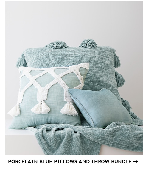 Porcelain Blue Pillows and Throw Bundle