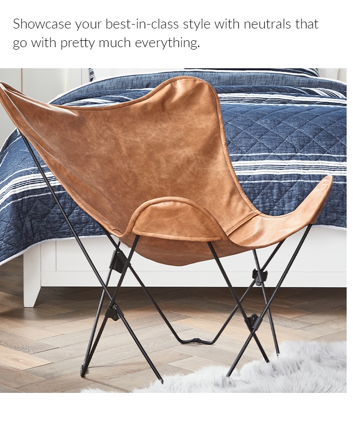 Vegan Leather Caramel Butterfly Chair