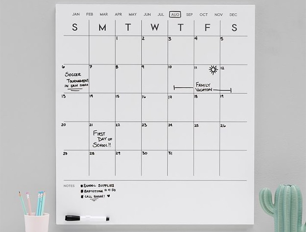 Dry erase calendar