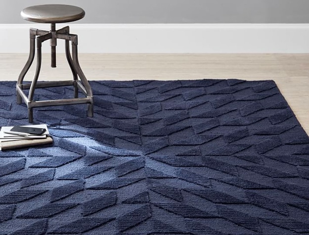 Navy game zone wool rug