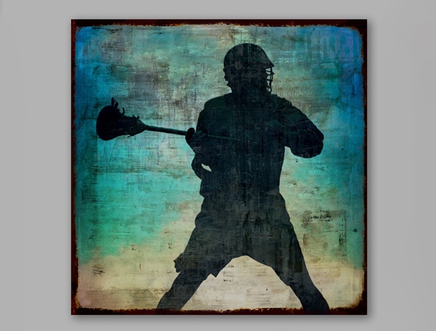 a distressed picture of a lacrosse player throwing a ball