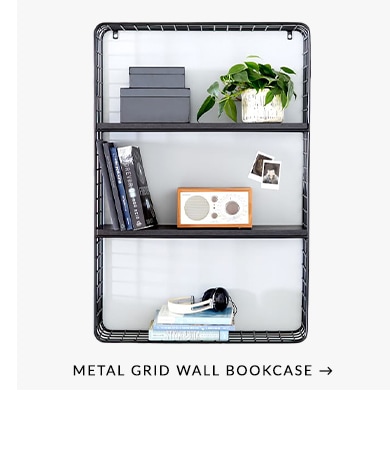 Metal Grid Wall Bookcase