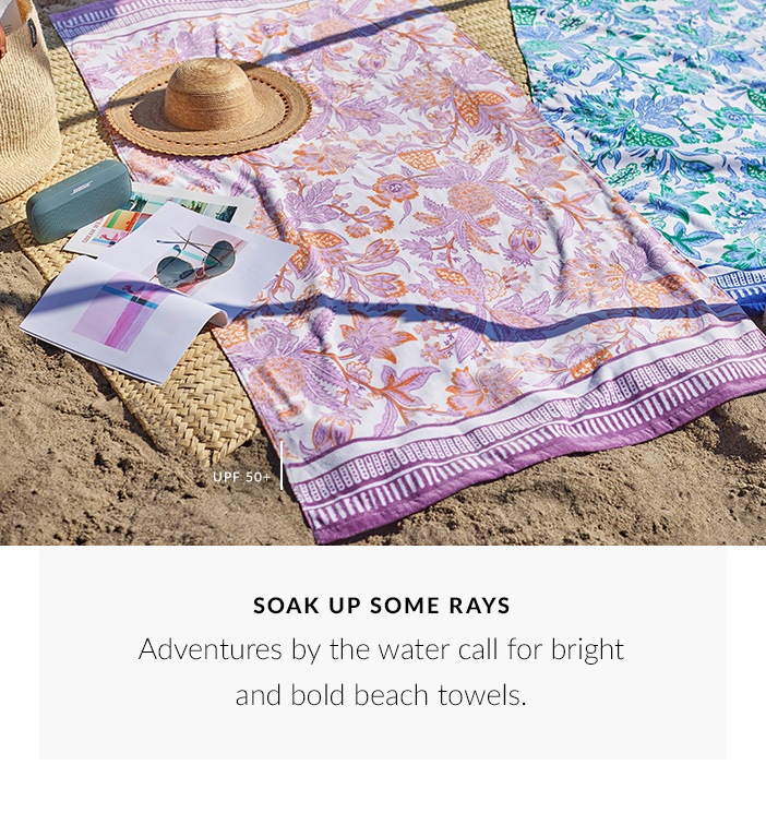 Soak Up Some Rays - Adventures by the water call for bright and bold beach towels.