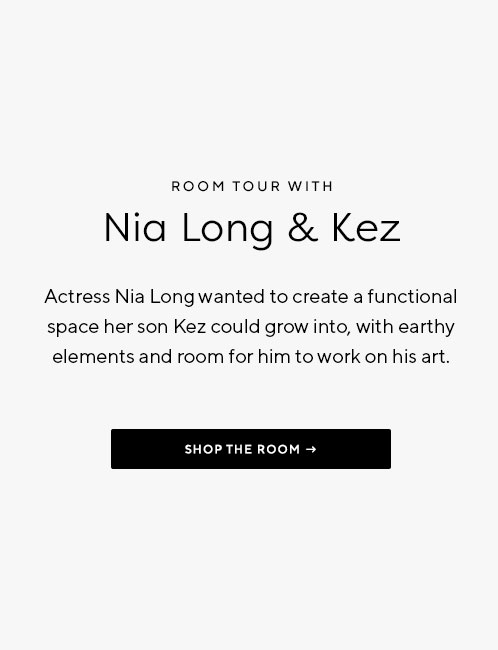 Room Tour With Nia Long & Kez - Actress Nia Long wanted to create a functional space her son Kez could grow into, with earthy elements and room for him to work on his art.