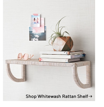 Whitewash Rattan Shelf