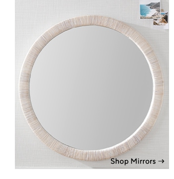 Whitewash Rattan Round Mirror