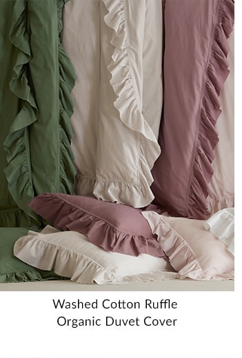 Washed Cotton Ruffle Organic Duvet Cover & Sham