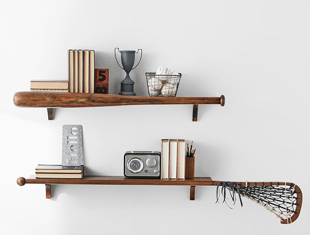 Lacrosse baseball sporty shelves