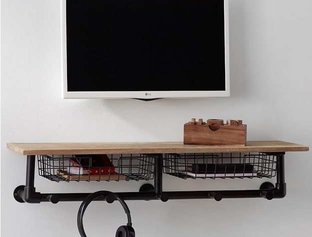 tv with floating wall shelf