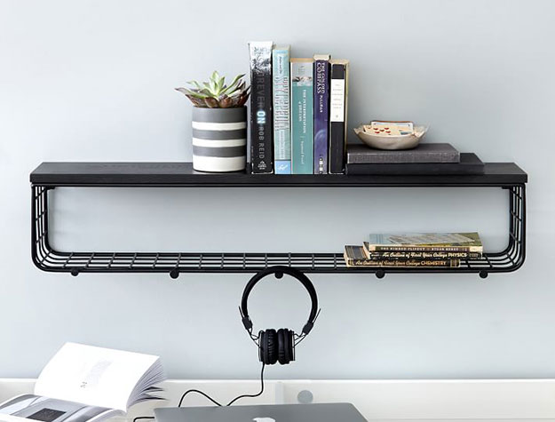 wall shelf with hooks