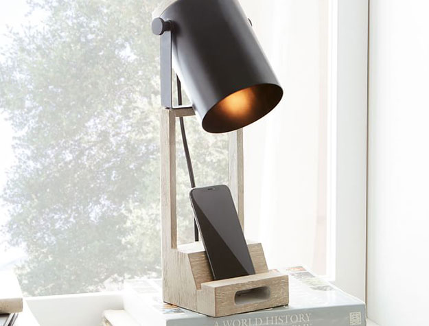 desk spotlight lamp phone holder
