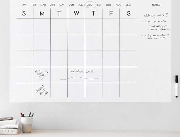 Dry erase calendar decals.