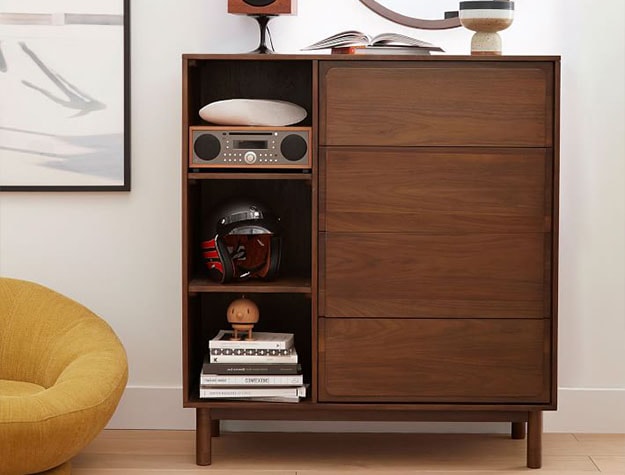 dresser with open shelves