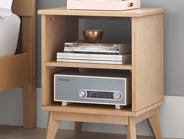 wooden nightstand with storage