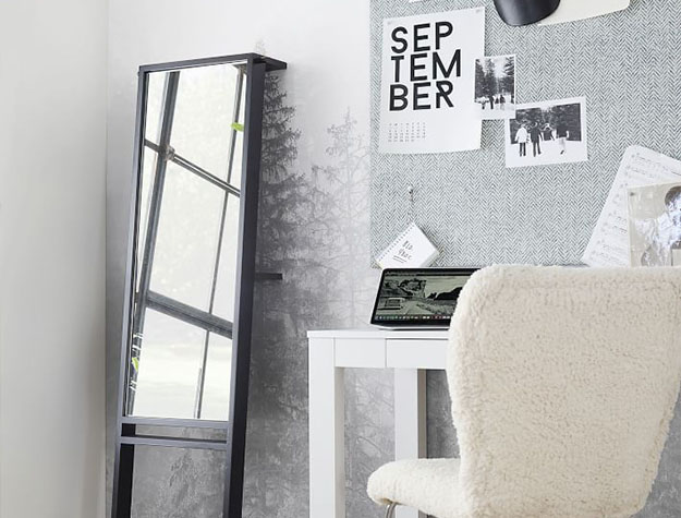 modern mirror in bedroom