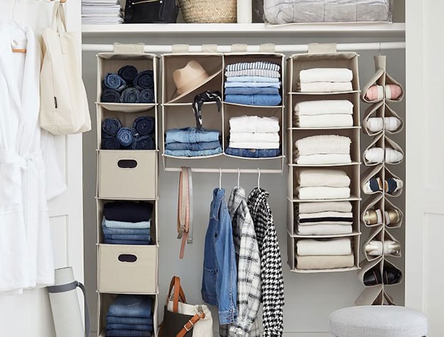 Hanging closet organizers