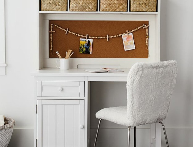 Beadboard space saving hutch desk.