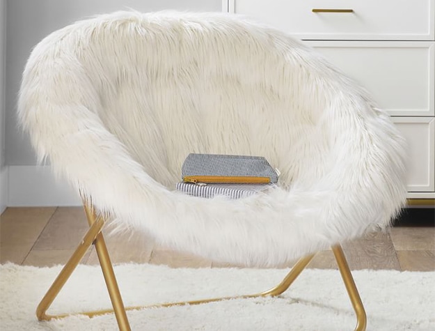 Ivory faux-fur chair
