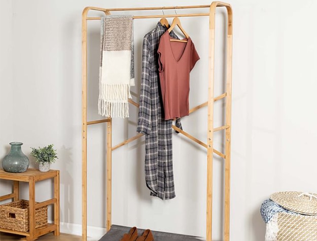 Bamboo & canvas garment rack