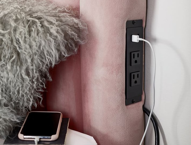 Avalon faux headboard with charging outlet 