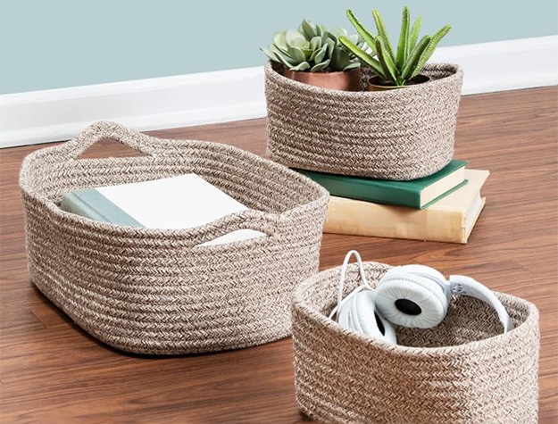 Nested texture storage baskets