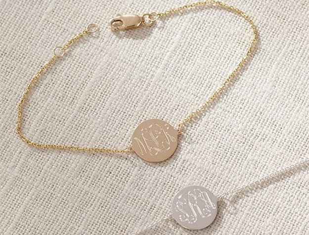 Gold and silver monogram bracelet