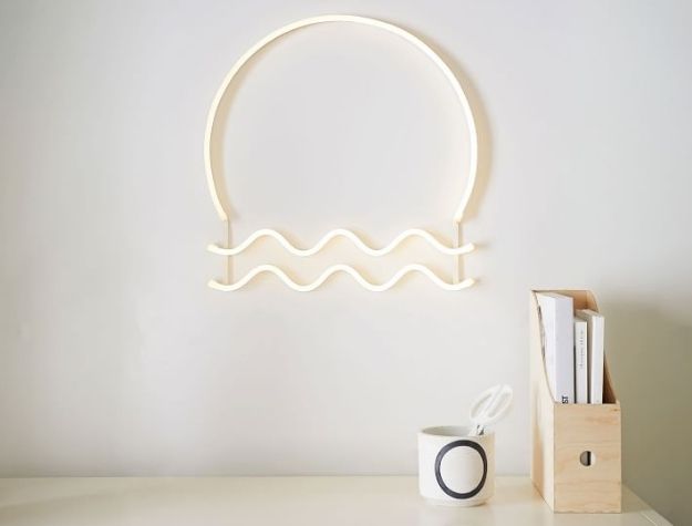 waves neon light above desk