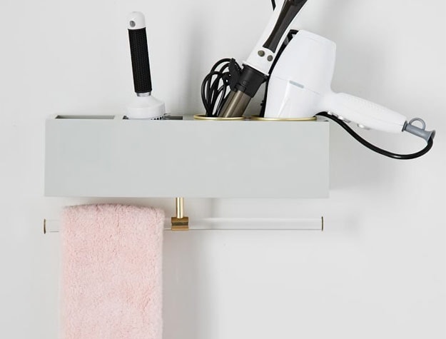 shelf with beauty tools