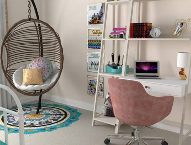 teens room with white desk