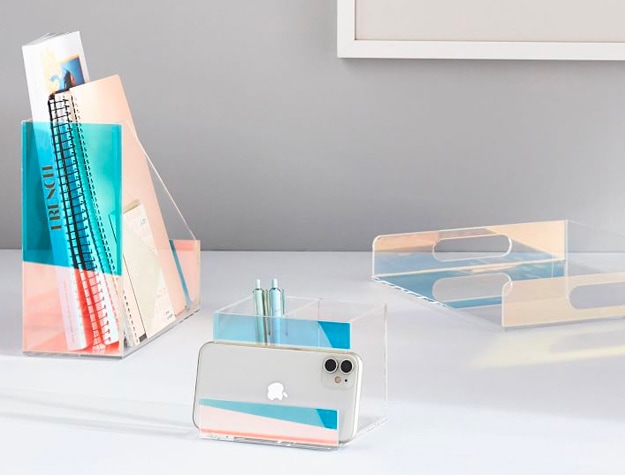 Iridescent desk organizer set