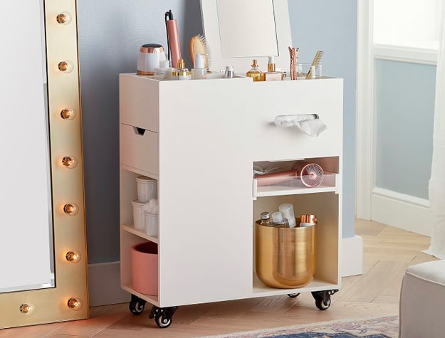 White beauty cart in room