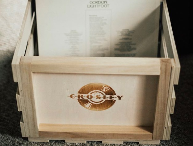 Storage crate with records inside