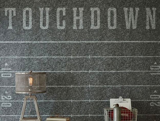 Football field peel and stick wallpaper decal.